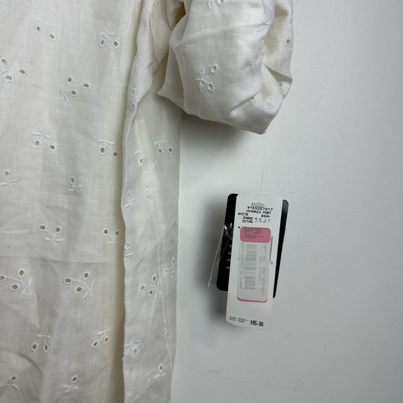 Lauren Ralph Lauren Linen Button Up Shirt Womens 2X Lace Eyelet Beachy New - Picture 4 of 8